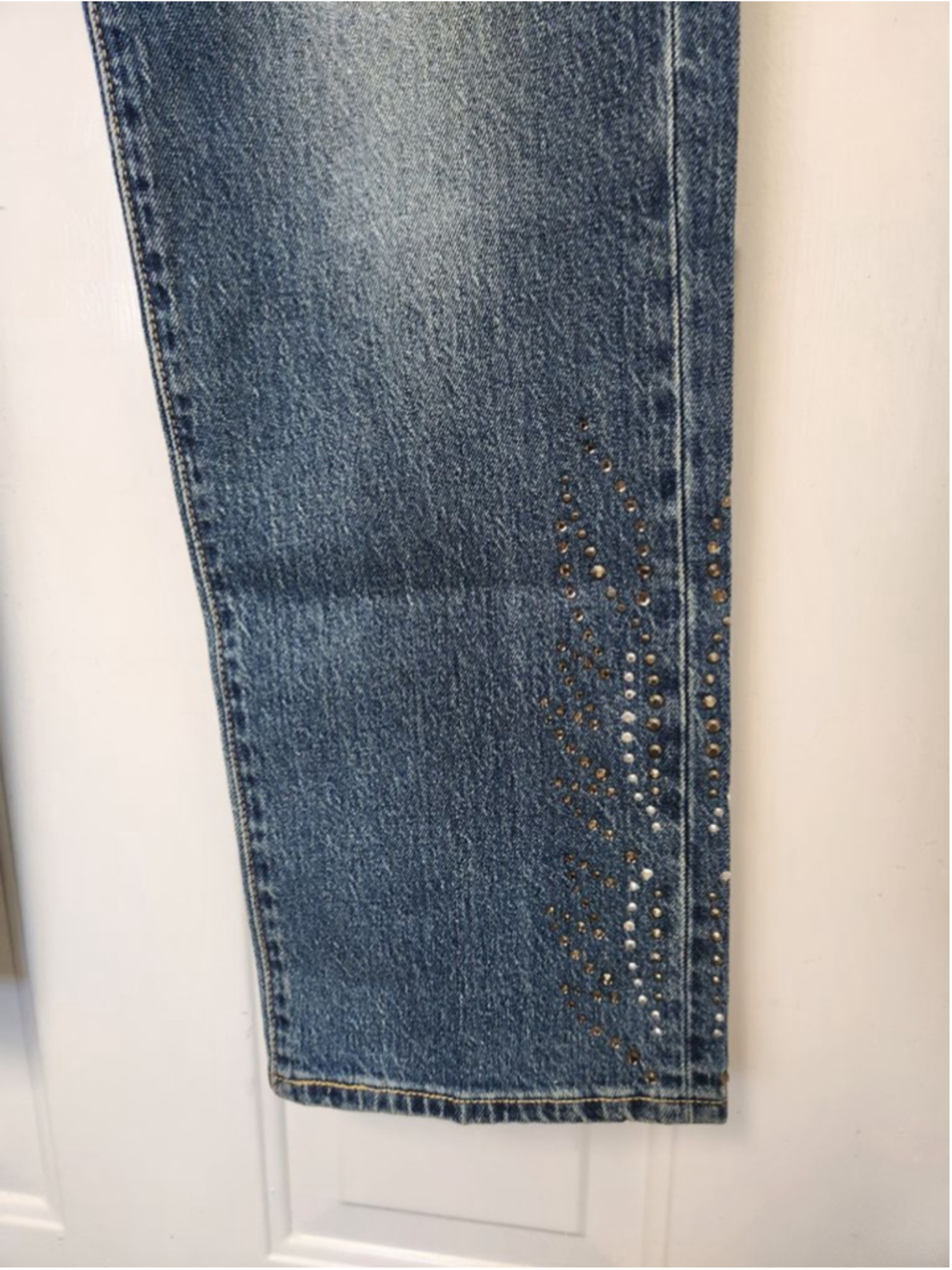 Levi's Blue 501 Curve Straight Leg Jeans with Studs Size 32X30 - Picture 2 of 10